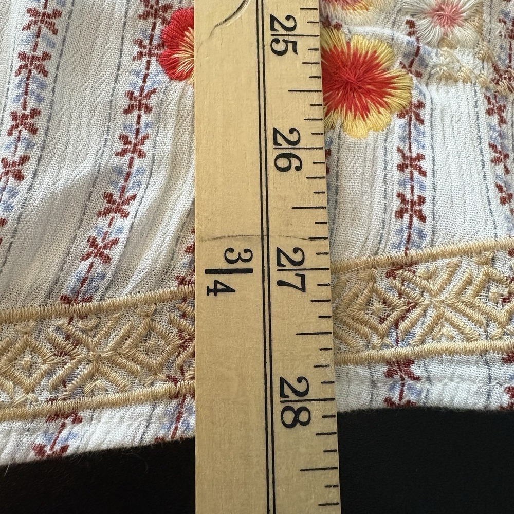 Savanna Jane 3X Blouse Floral Embroidered Boho Peasant Tassel Striped Read - Picture 11 of 12